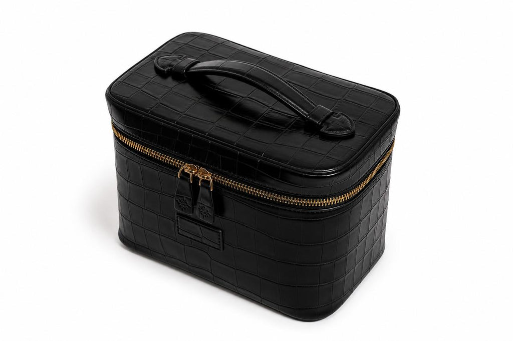Small Noir Croc Vanity Bag