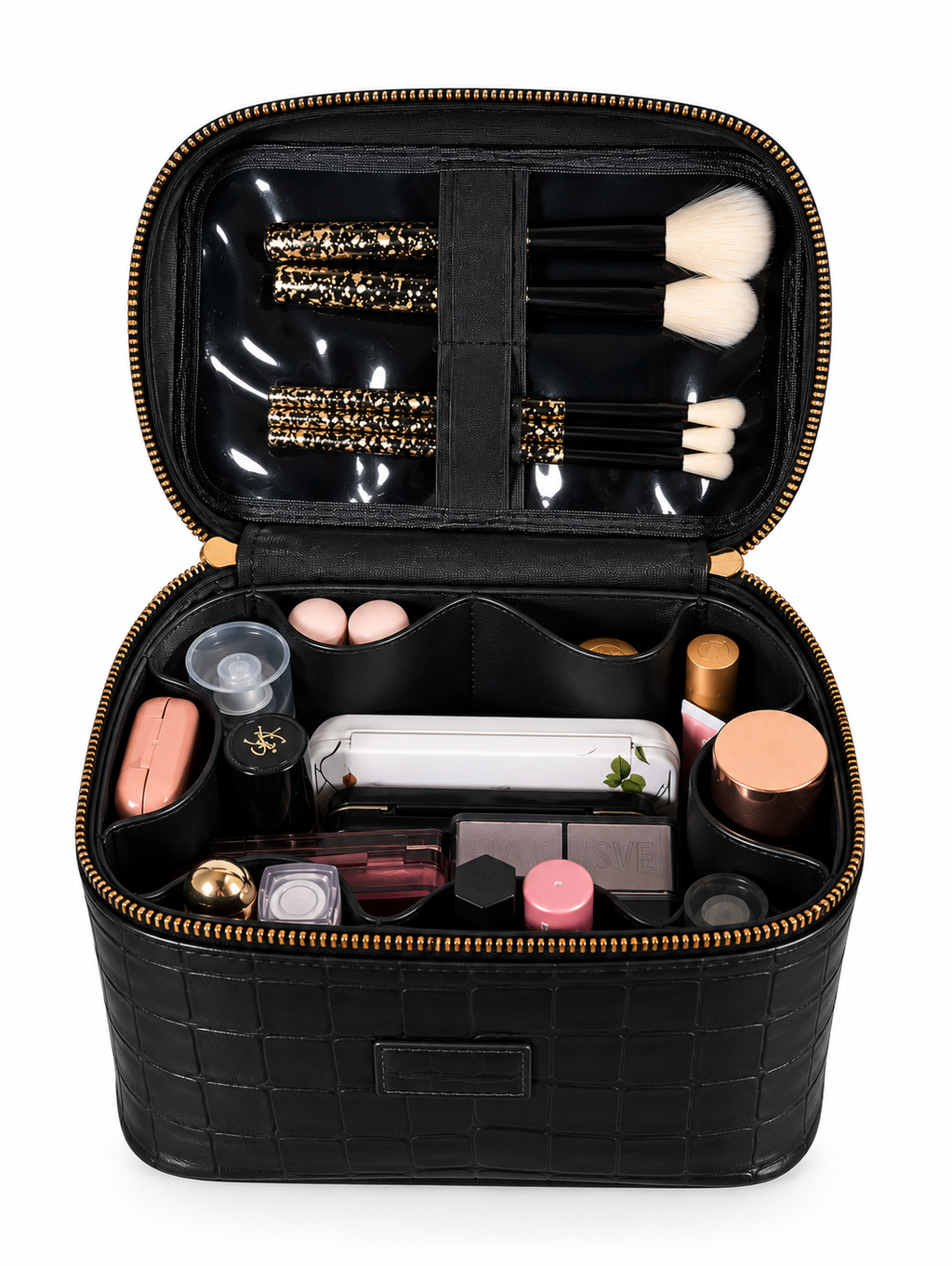 Small Noir Croc Vanity Bag