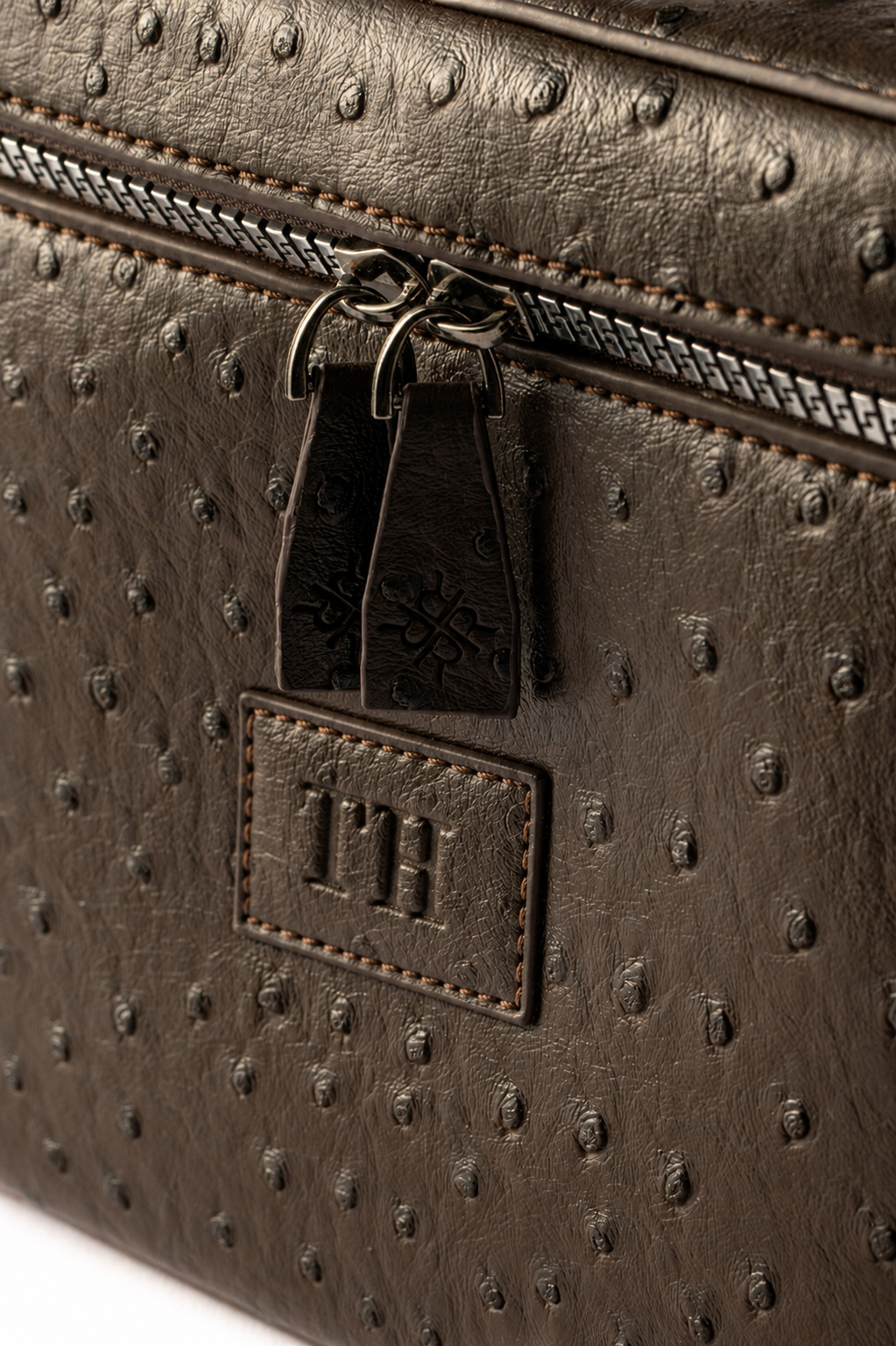 Brown Ostrich Vanity Bag