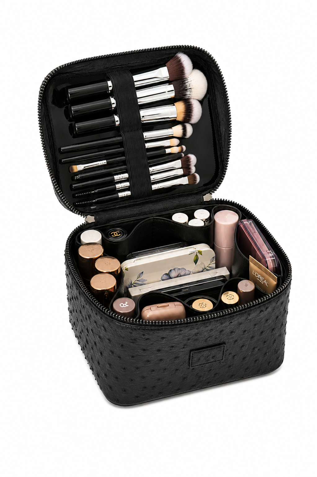 Black Ostrich Vanity Bag
