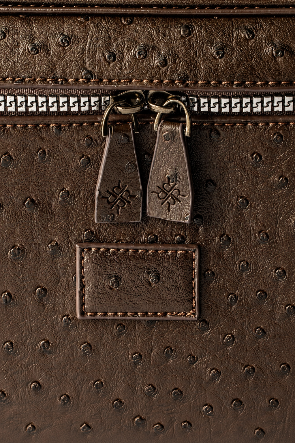 Brown Ostrich Vanity Bag