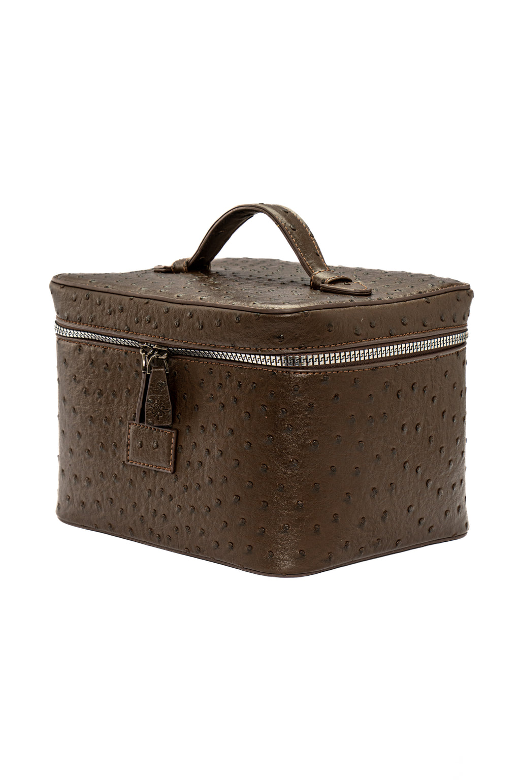 Brown Ostrich Vanity Bag