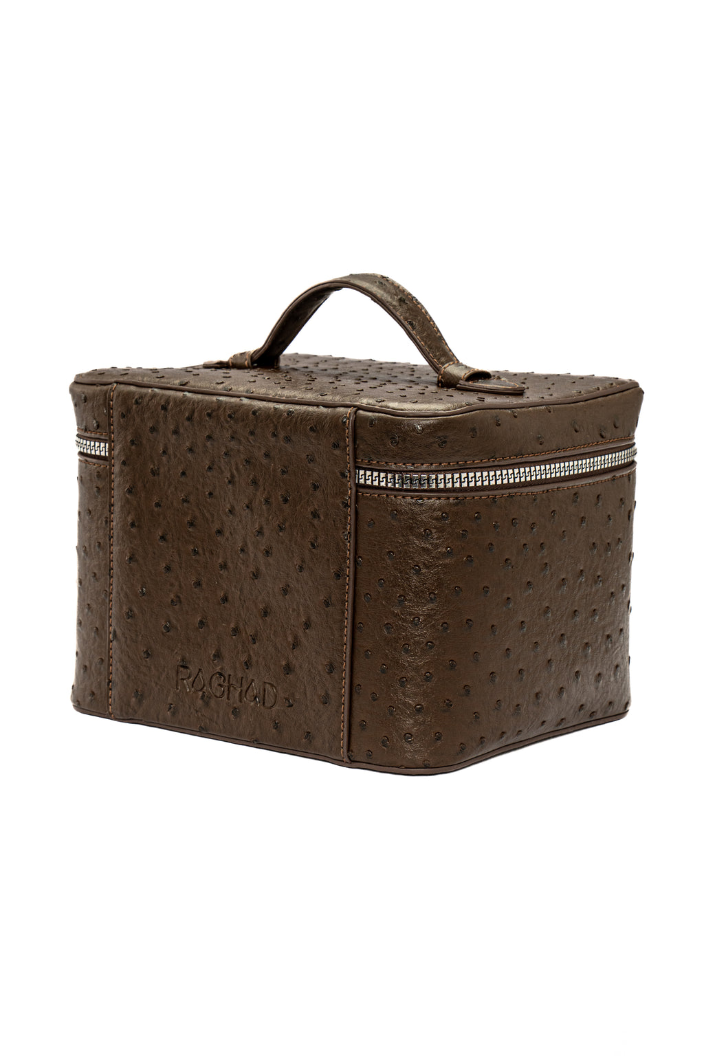 Brown Ostrich Vanity Bag
