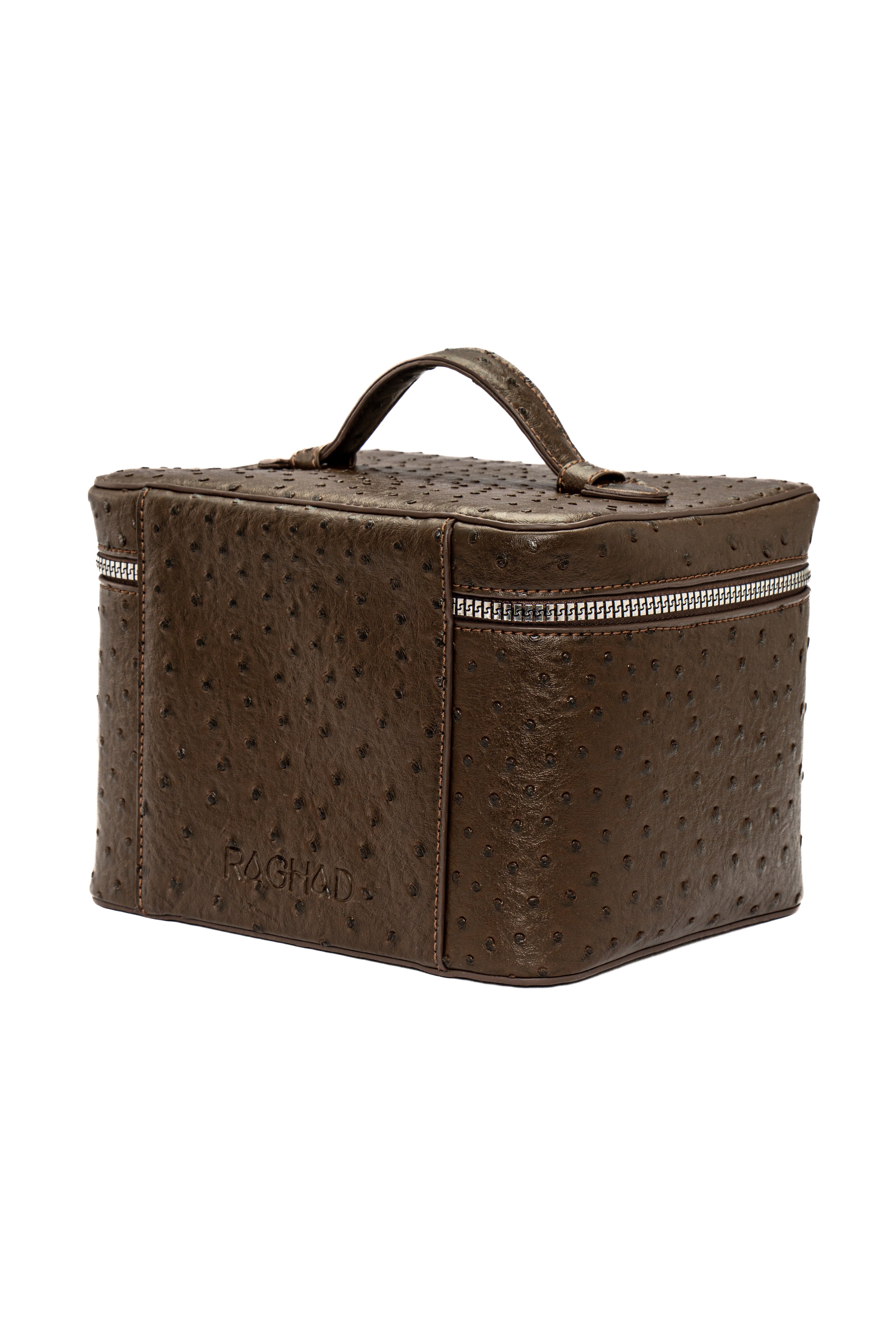 Brown Ostrich Vanity Bag