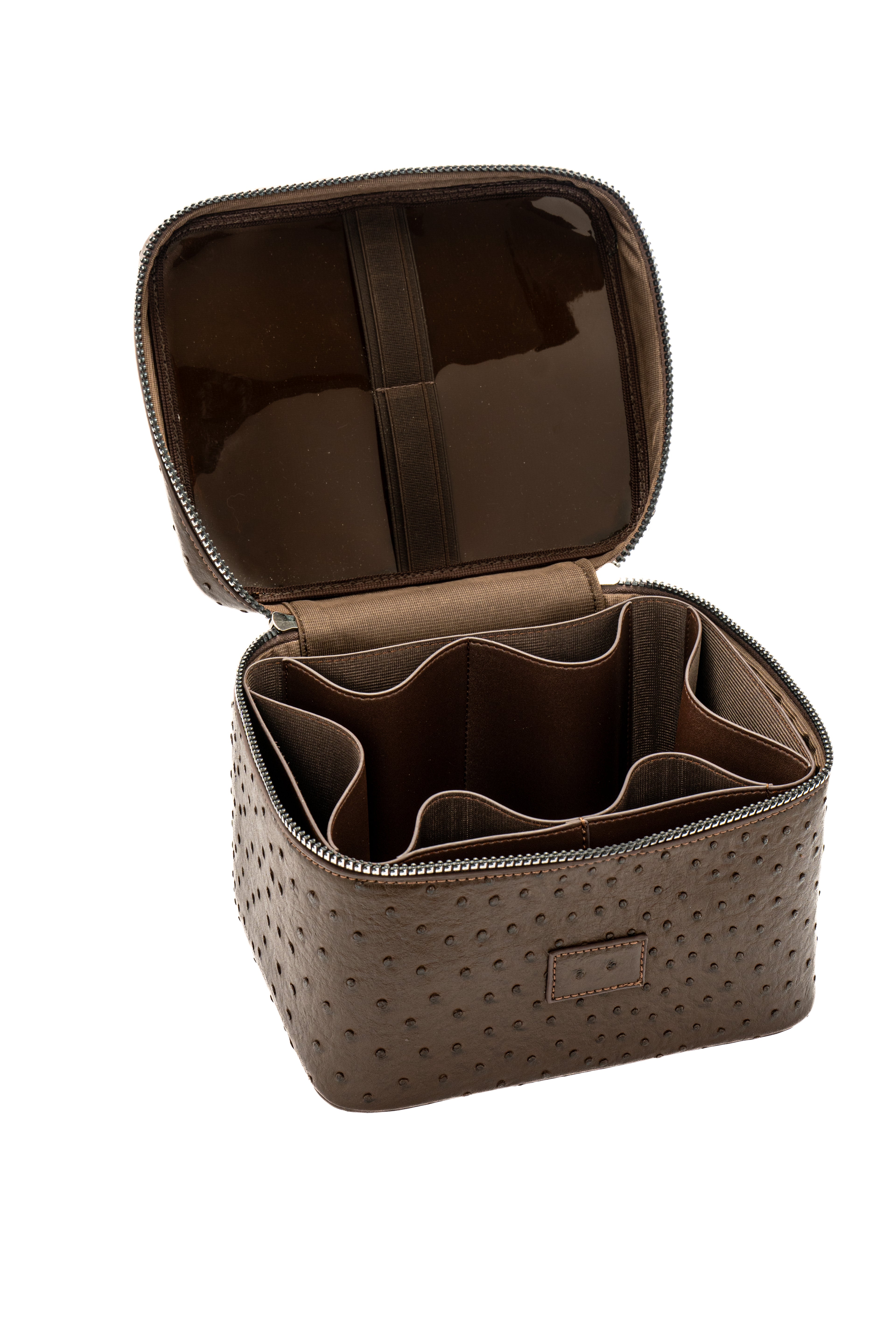 Brown Ostrich Vanity Bag