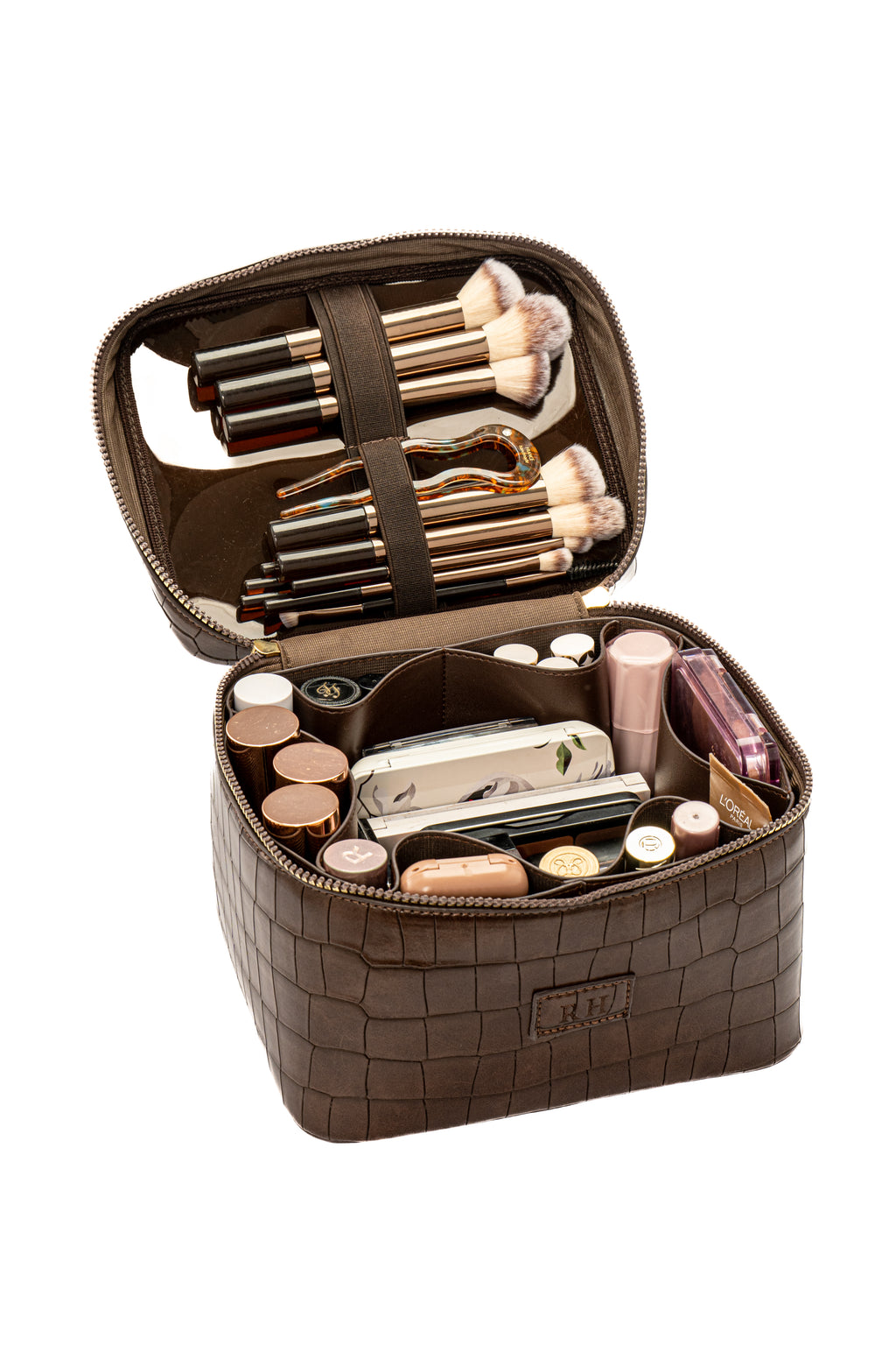 Brown Croc Vanity Bag