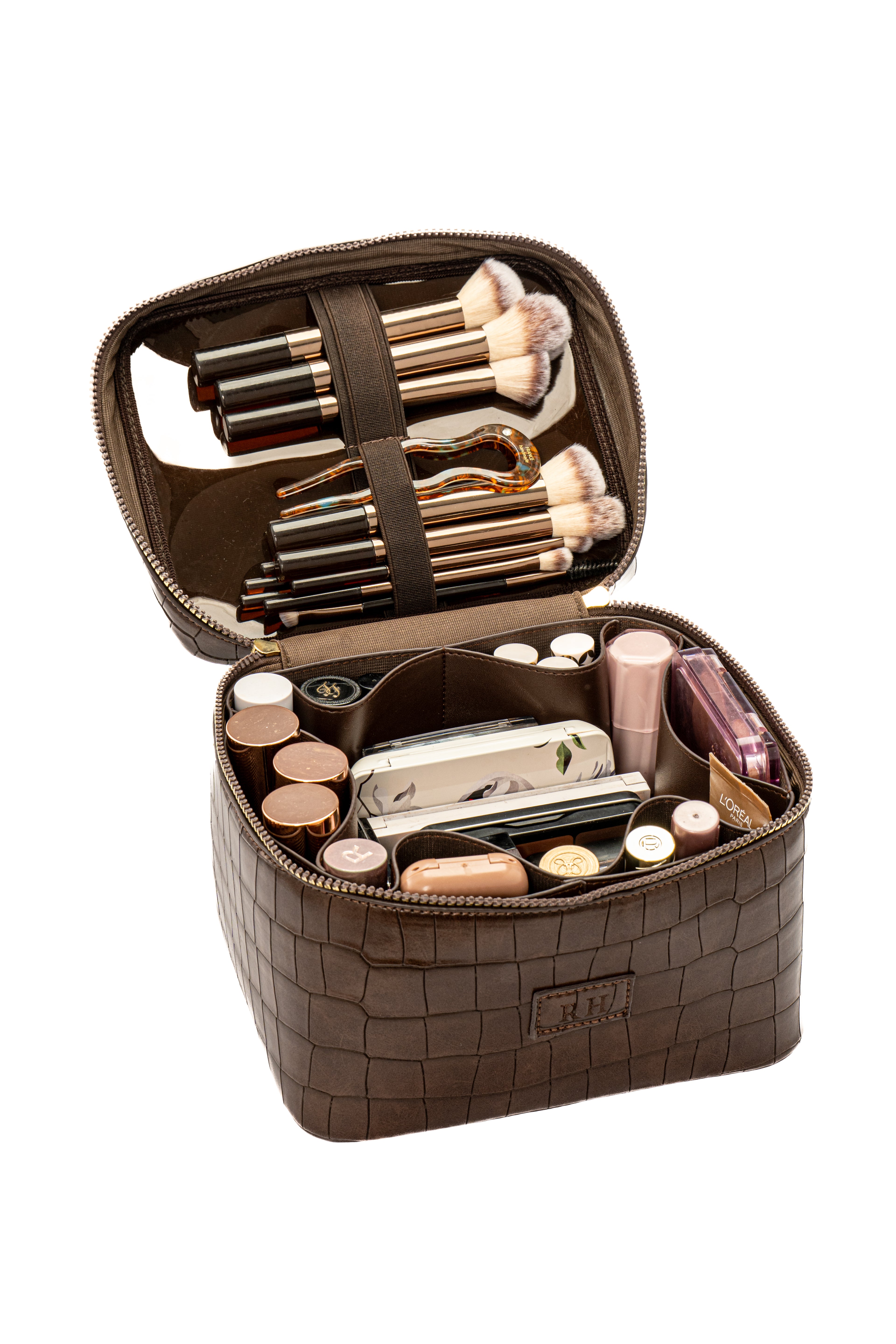 Brown Croc Vanity Bag