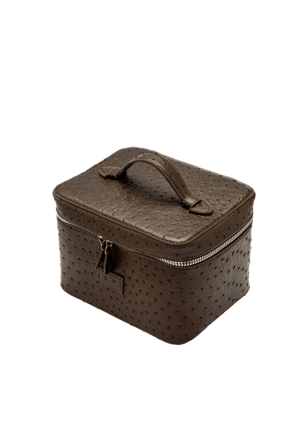 Brown Ostrich Vanity Bag