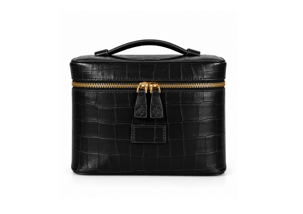 Small Noir Croc Vanity Bag