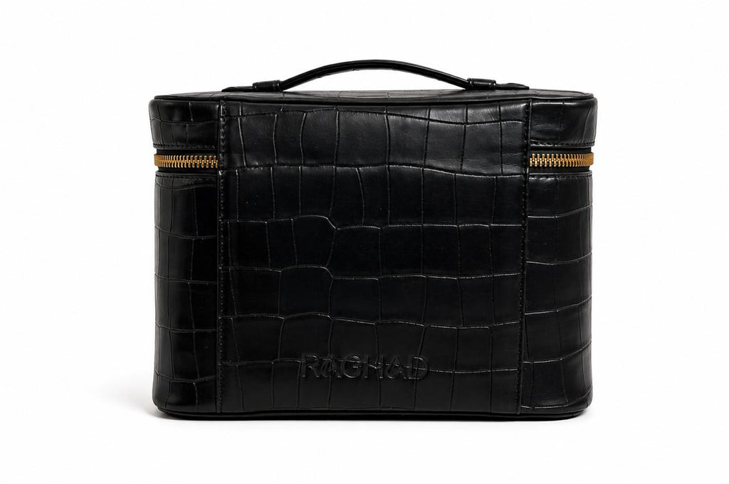 Small Noir Croc Vanity Bag