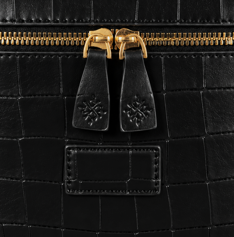 Small Noir Croc Vanity Bag